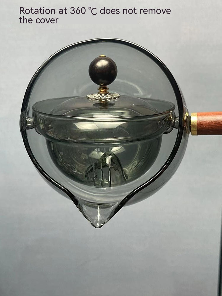 Semi-Automatic Rotary Glass Teapot with Infuser