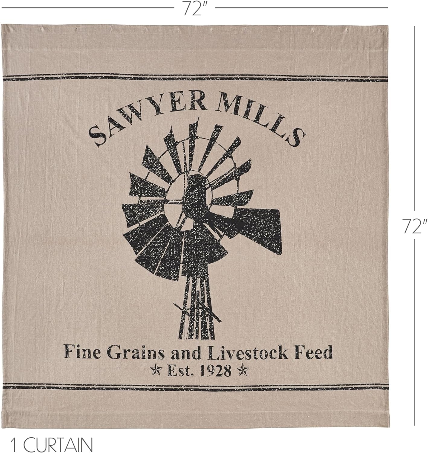 Sawyer Mill Charcoal Windmill Shower Curtain 72X72