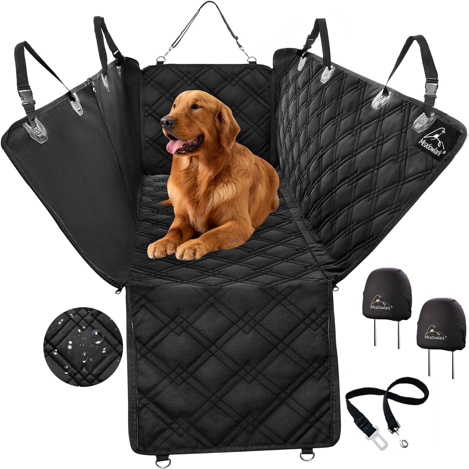 Dog Car Seat Cover, Heavy Duty Dog Seat Cover for Back Seat, Extra Padded Non-Slip Dog Hammock, Water-Resistant Back Seat Protector for Cars Trucks and Suvs (58