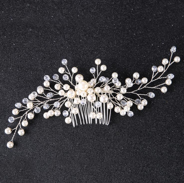 Pearl White Crystal Banquet Headdress Comb