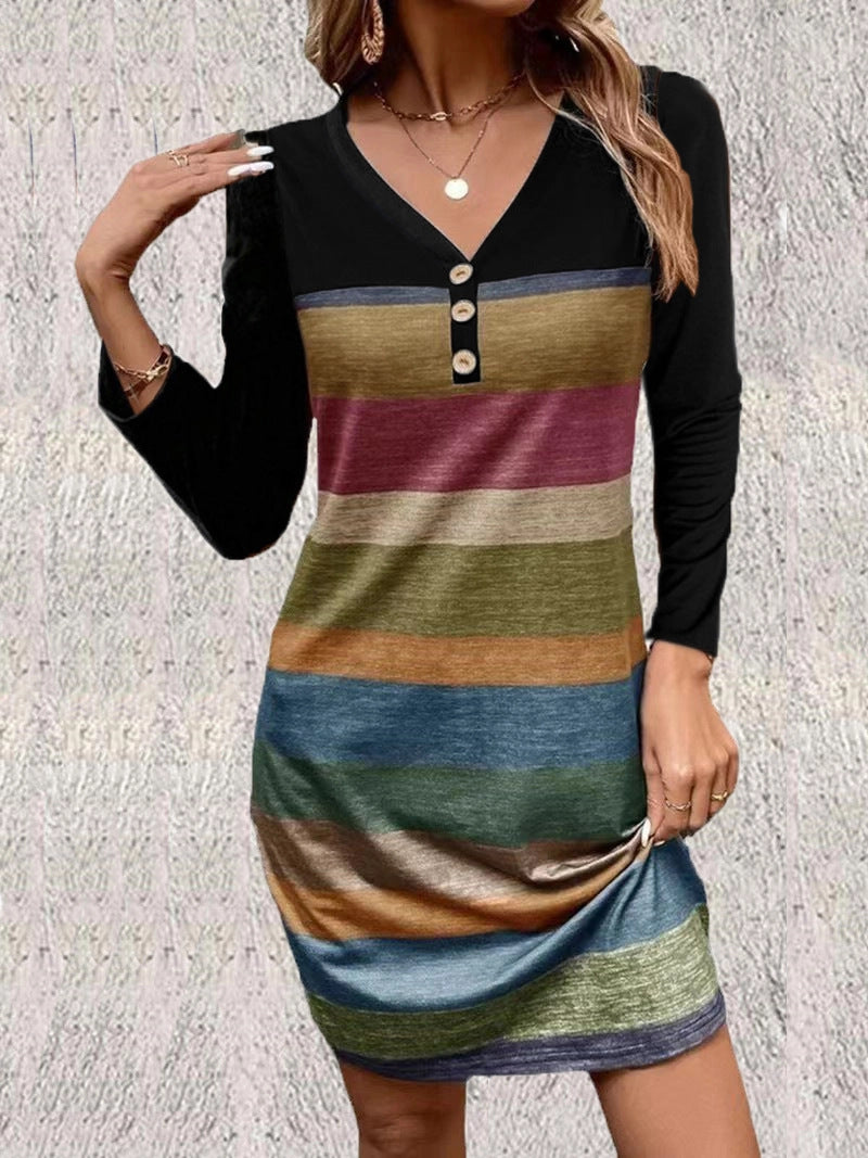 Women's Fashion Loose Striped Print Dress