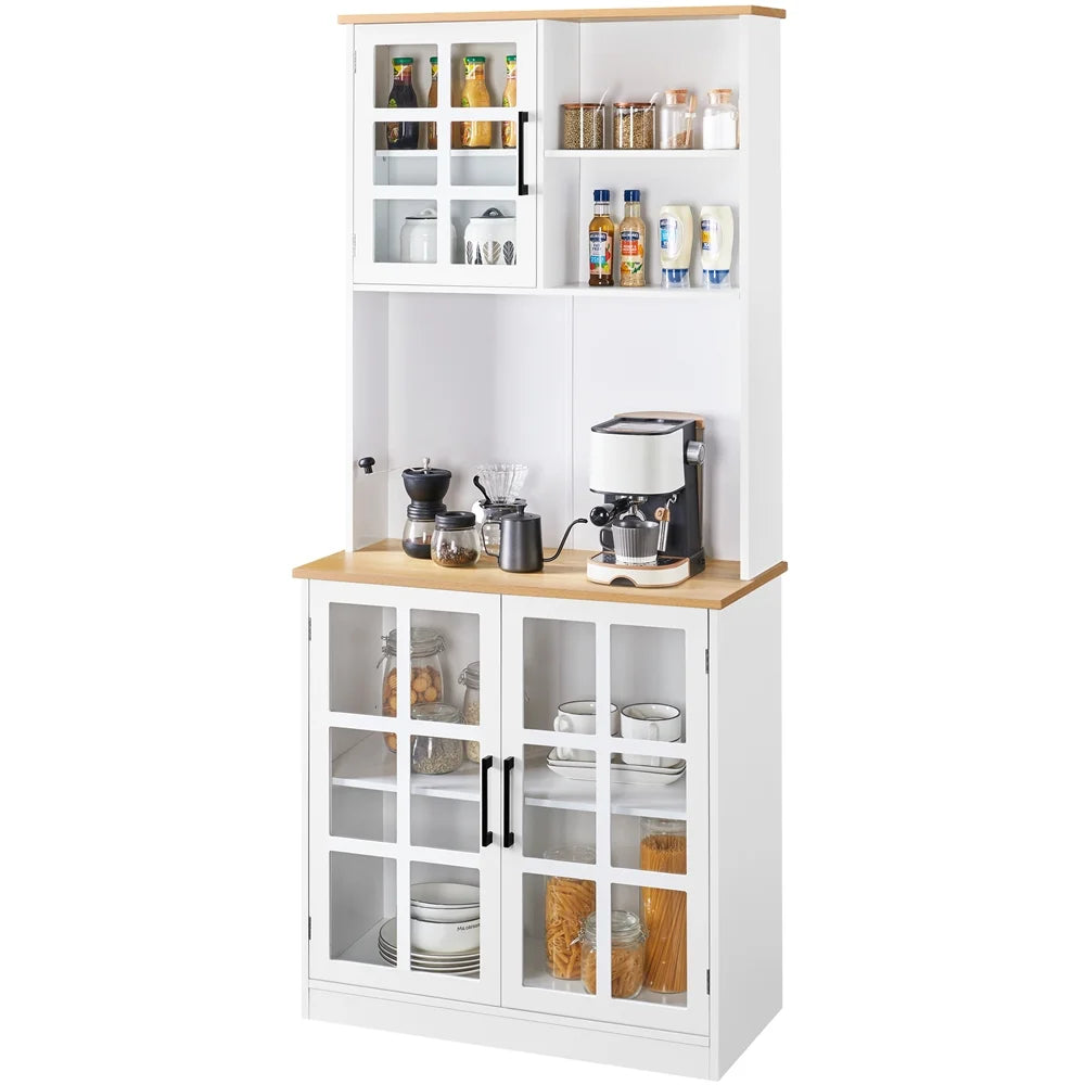 Kitchen Pantry with Cabinets & Open Shelves, White