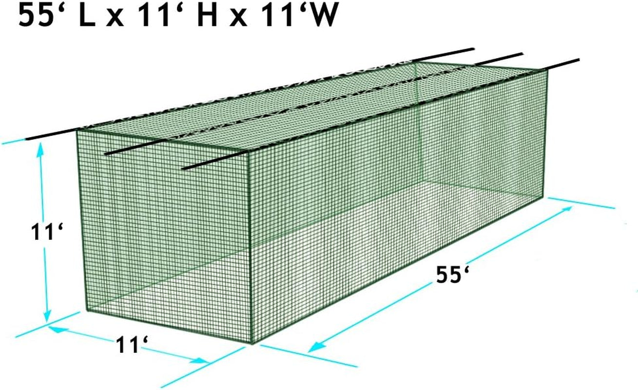 Batting Cage Nets: #60 Twisted Knotted Black Polyethylene. Heavy Duty, Commercial Grade