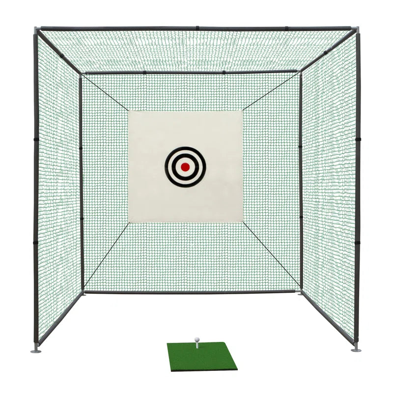 118'' X 118'' X 118'' Golf Practice Net Cage W/ Metal Frame Hitting Net Kit Indoor Outdoor