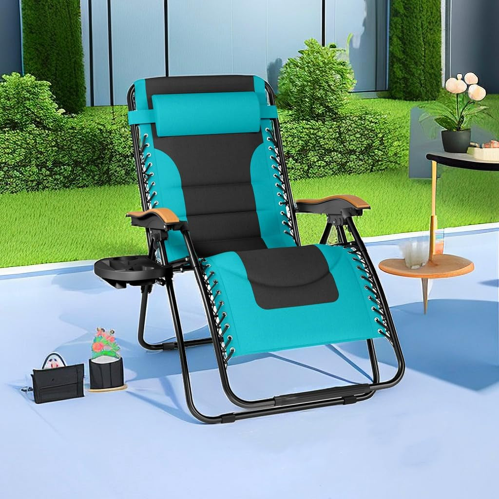 XXL Oversized Padded Zero Gravity Chair, Foldable Patio Recliner, 30