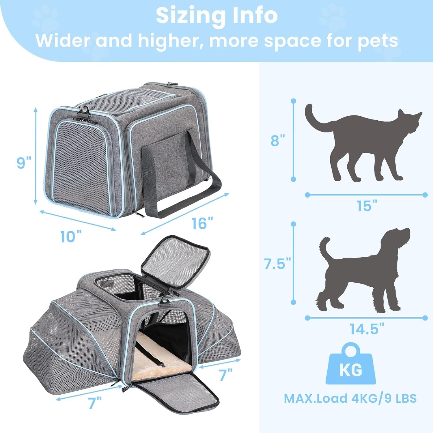 Expandable Cat Carriers Airline Approved, 16