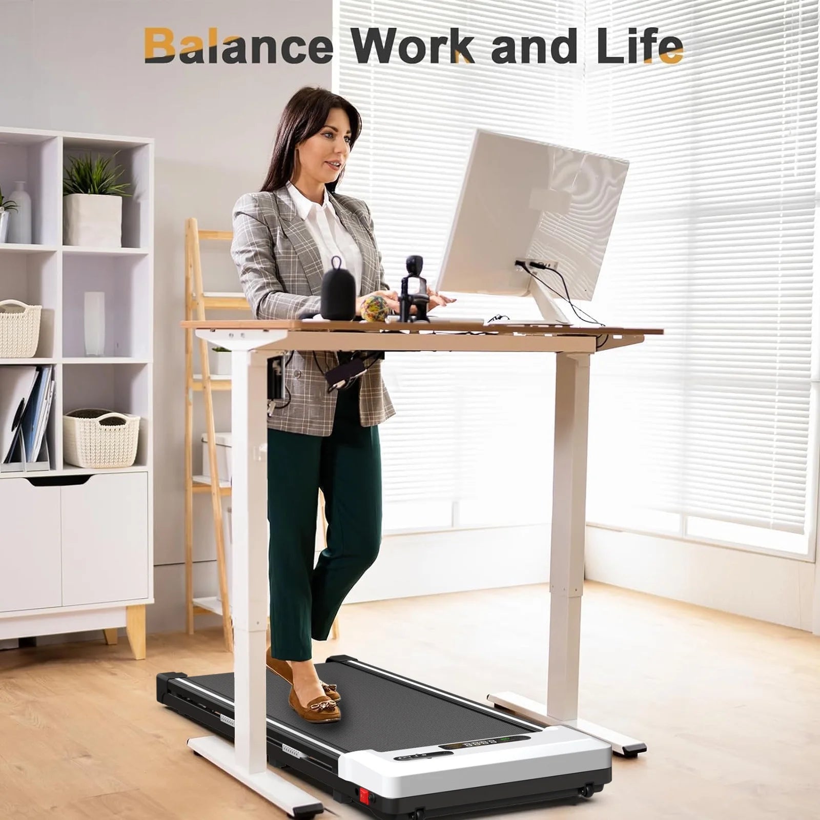 2.5Hp Walking Pad, Walking Area 2 in 1 under Desk Treadmill,300Lb Walking Treadmill with Remote Control and LED Display, Quiet, Compact & Small Treadmill for Home & Office. White